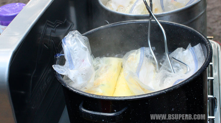 Omelets cooked in a bag - perfect for camping!