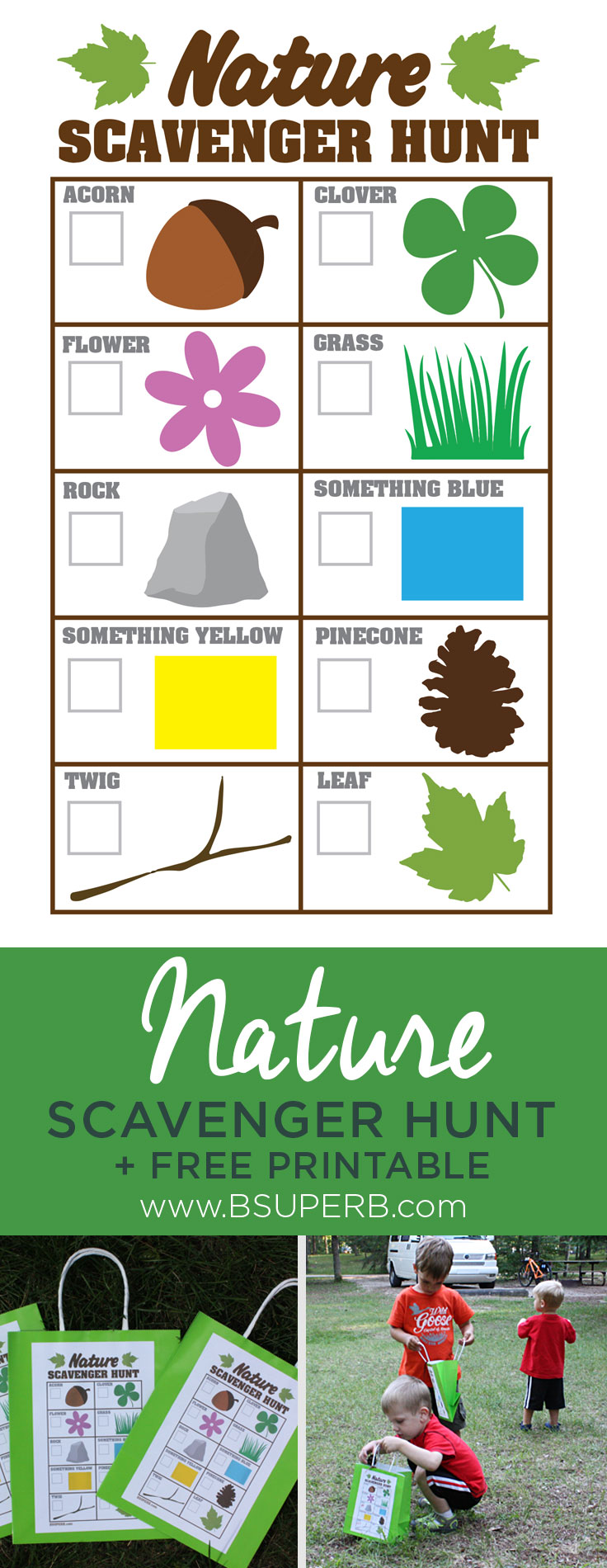 Nature Scavenger Hunt Free Printable and Tutorial