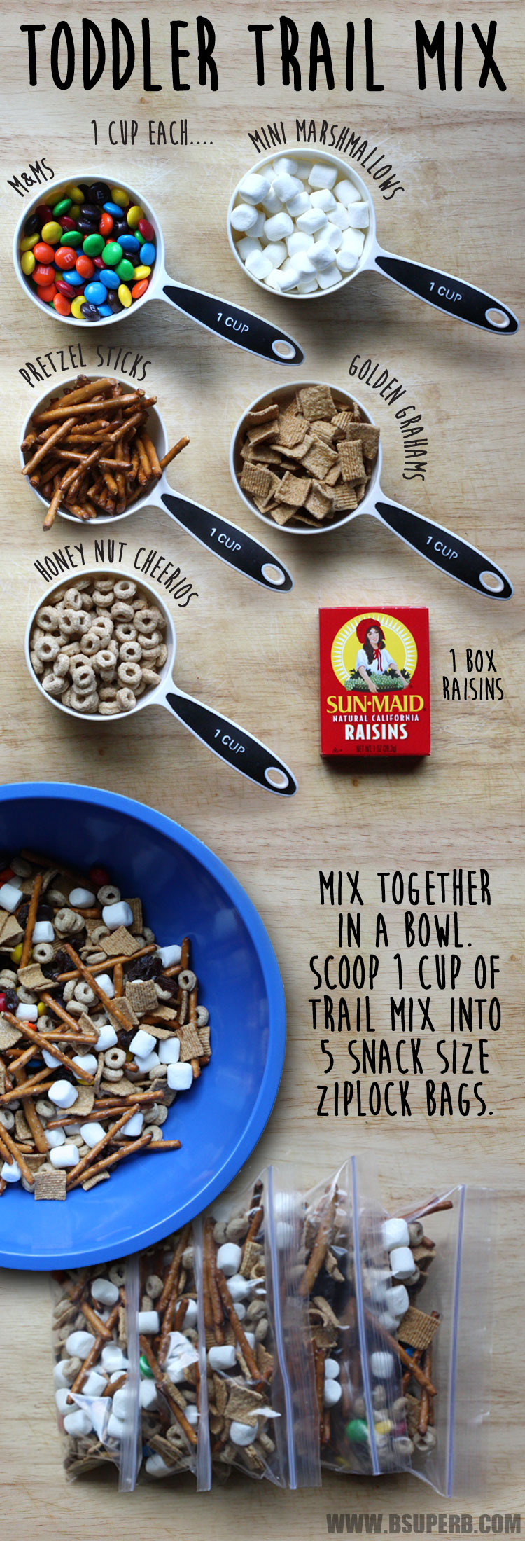 Toddler Trail Mix - quick and easy recipe that your kiddos will love