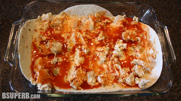 Layered Chicken Enchilada Casserole - an easy alternative to traditional enchiladas
