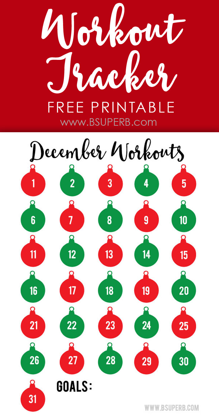 December Workout Tracker - free printable and fitness ideas