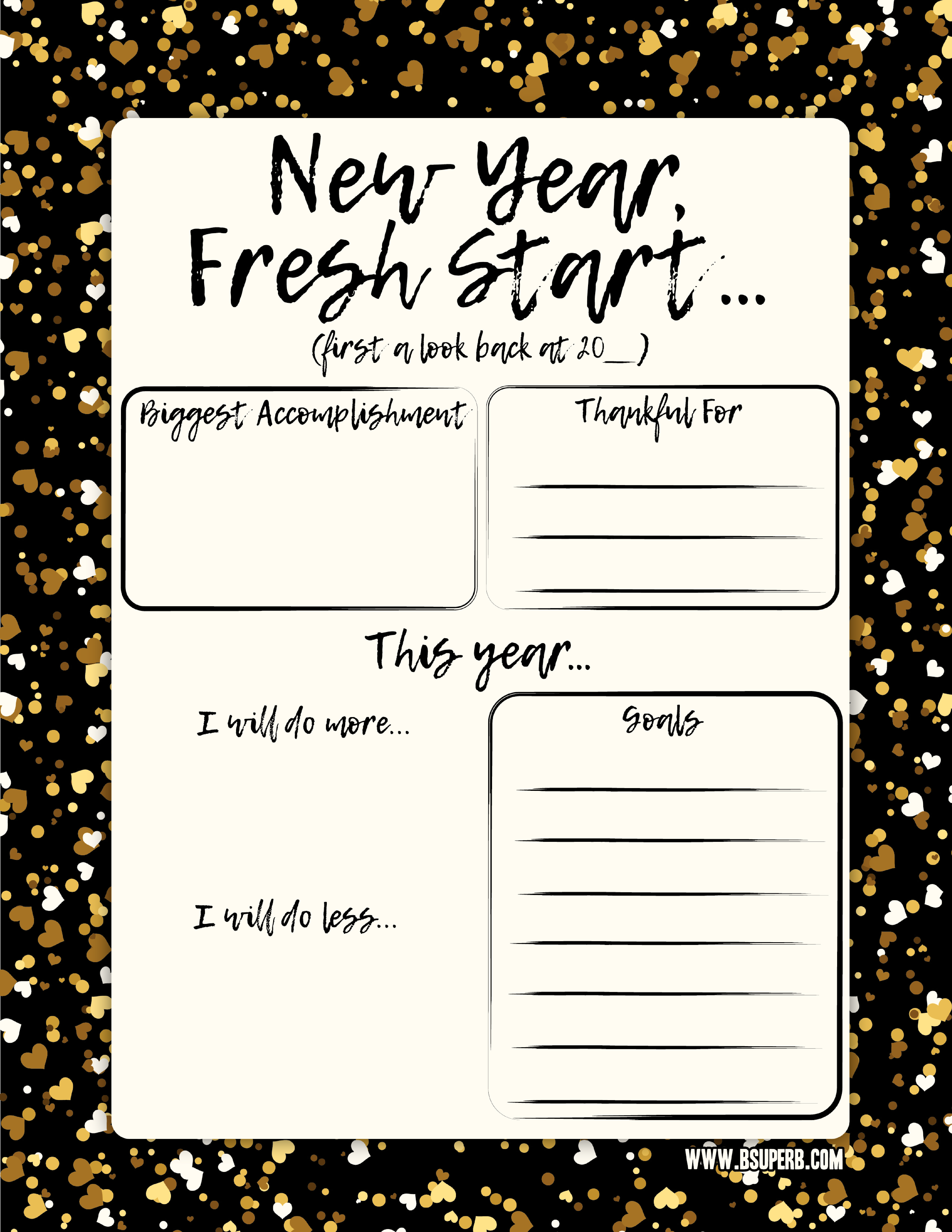 Free New Years Printable - goals and reflection