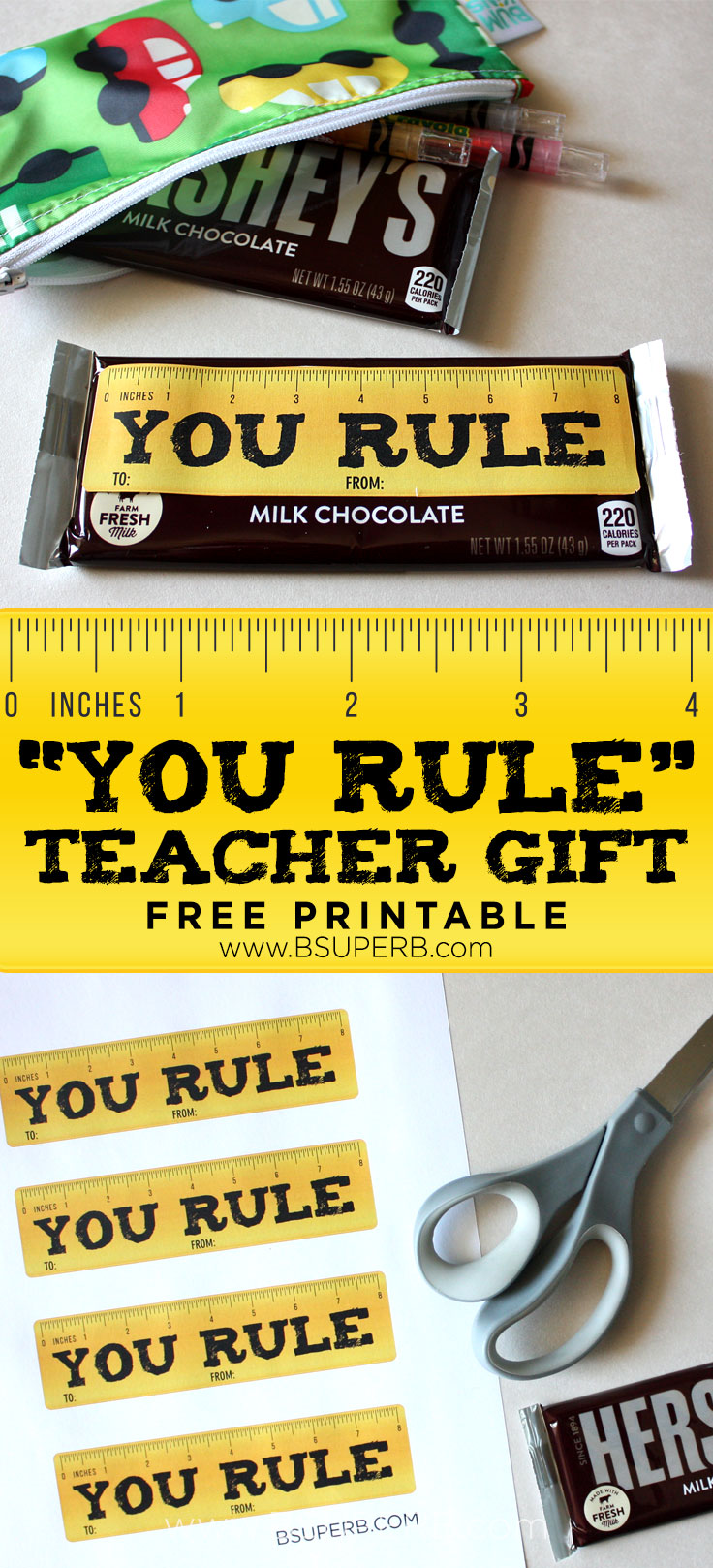 "You Rule" Teacher Gift and Free Printable