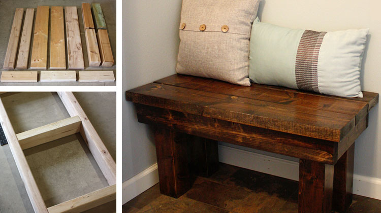 DIY Rustic Bench made from reclaimed wood