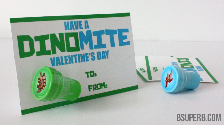 Dino-Mite Stamp Valentine - Free Printable